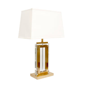 Pasargad Astoria Glass & Steel Table Lamp - Elegant H26" Marble Base With Gold Accents For All Décor Clear Glass & Steel Pmt-30147