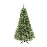 Christopher Knight Home® - Noble House - 7-foot Cashmere Pine and Mixed Needles Pre-Lit Clear LED Hinged Artificial Christmas Tree with Snow and Glitter Branches and Frosted Pinecones