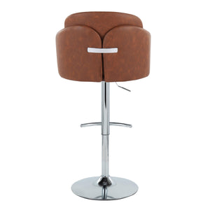 English Elm Fixed-height Swivel Counter Stools with Faux Leather Seats and Chrome Footrest Set of 2 Camel B202S02177