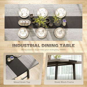 English Elm Long Industrial Dining Table Rustic Wood Grain Top Matte Black Steel Legs Seats Eight T3971P429454