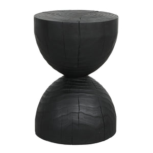 English Elm Solid Mango Wood Round Accent Table Hand Burned Finish Sculptural Plant Stand Nightstand W347P430127