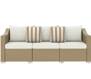 English Elm Outdoor Hand-woven Pe Rattan 3-seat Patio Sofa with All-weather Cushions Included T3971P417926