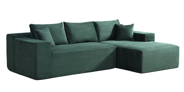 English Elm 2-Piece Convertible Corduroy L-Shaped Sectional Sofa With Pillows - Stylish, Space-Saving Comfort B2735P384507