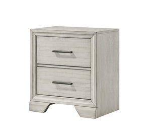 English Elm 1pc Nightstand with Three Spacious Drawers White Mist Finish Metal Hardware Mirrored Top Elegant Storage Antique White 27 L x 19 W x 31.5 H B011P228949
