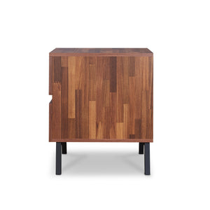 English Elm Karine Walnut & Black Finish Accent Table with 2 Drawers, Modern Wood Frame, Metal Legs, Storage elegante B2726P263839