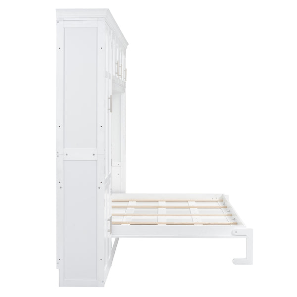 English Elm Queen Murphy Wall Bed with Integrated Wardrobe and Drawers for Studio Spaces LP000876AAK