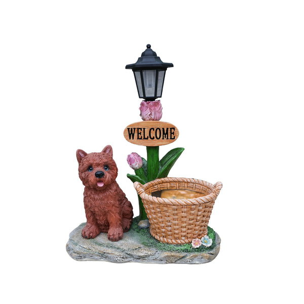 English Elm Labrador Solar Garden Statue with Led Glow and Built-in Succulent Planter Basin W5398P464248