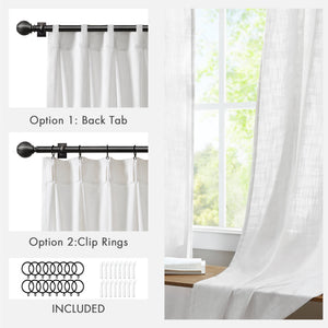 English Elm 2-piece Pinch Pleat Poly Linen Curtain Panels Tailored Formal Drape for Any Room White B035P482980