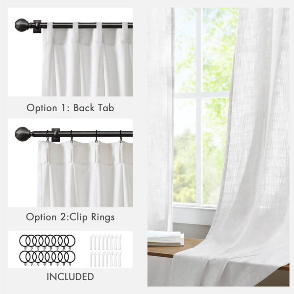 English Elm 2-piece Pinch Pleat Poly Linen Curtain Panels Tailored Formal Drape for Any Room White B035P482980