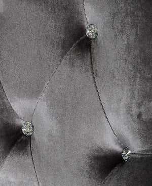 VIG Furniture Charlotte Grey Velour Dining Chairs Set Of 2 — Crystal-Tufted, Padded Comfort With High-Gloss Legs, 23X25x40" VGUNAA031-GRY