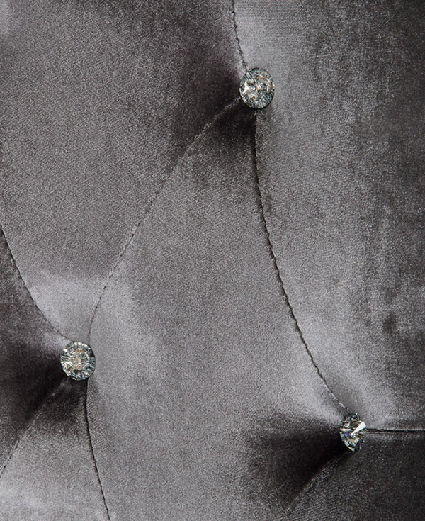 VIG Furniture Charlotte Grey Velour Dining Chairs Set Of 2 — Crystal-Tufted, Padded Comfort With High-Gloss Legs, 23X25x40" VGUNAA031-GRY