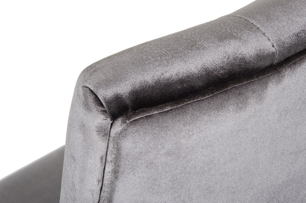 VIG Furniture Charlotte Grey Velour Dining Chairs Set Of 2 — Crystal-Tufted, Padded Comfort With High-Gloss Legs, 23X25x40" VGUNAA031-GRY