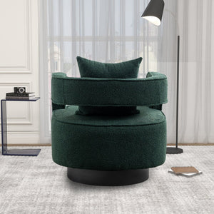 English Elm 29.13"w Boucle Swivel Accent Chair Open Back 360 Rotation Modern Lounge Seating Green W3188P417877
