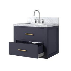 English Elm Blue Single Bath Vanity With Acrylic Top & Faucet Set – Stylish Space-Saving Solution For Any Bathroom B2731P257908