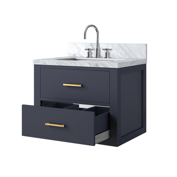 English Elm Blue Single Bath Vanity With Acrylic Top & Faucet Set – Stylish Space-Saving Solution For Any Bathroom B2731P257908