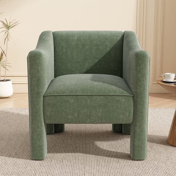English Elm Modern Barrel Accent Chair Chenille Upholstered Wraparound Armchair for Any Room Green N763P336531F