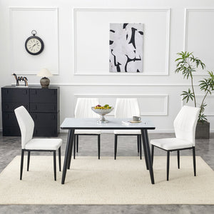 English Elm Table and Chair Set Modern Marble Glass Top with Four Pu Leather Seats for Dining W1151S04662
