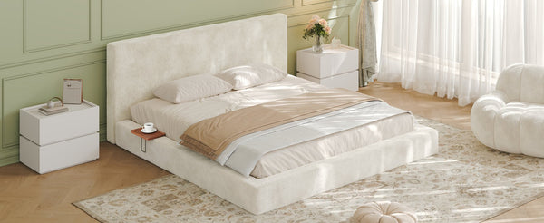 English Elm Airframe King Upholstered Bed Chenille Cloud Cushion Sliding Shelf Low Profile W1820P465973