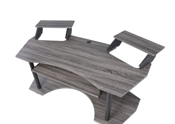 English Elm 71" Eleazar Wide Format Recording Studio Desk Black Oak Finish with Keyboard Shelf B2726S00133