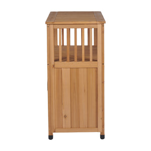 English Elm Wooden Solid Bar Height Buffet Cabinet with Slatted Panels for Patio or Dining Room W2640P330336