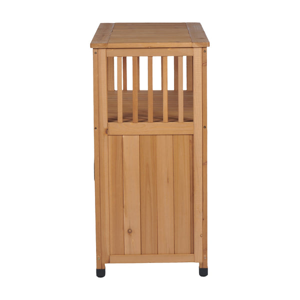 English Elm Wooden Solid Bar Height Buffet Cabinet with Slatted Panels for Patio or Dining Room W2640P330336