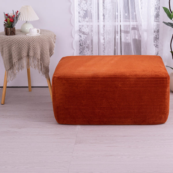 English Elm Ottoman-blue-corduroy Double Chaise Sectional Sofa with Ribbed Upholstery for Modern Living Orange W3975P440931