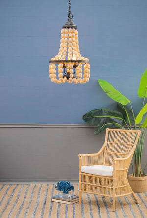 English Elm D18.9x33.1" Beaded Wood Iron 4-light Chandelier Bohemian Foyer Dining Statement Fixture W2078P411232