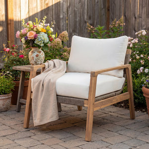 English Elm Outdoor Acacia Wood Rope Club Chair with Cushion for Coastal Patio Comfort N772P415592T