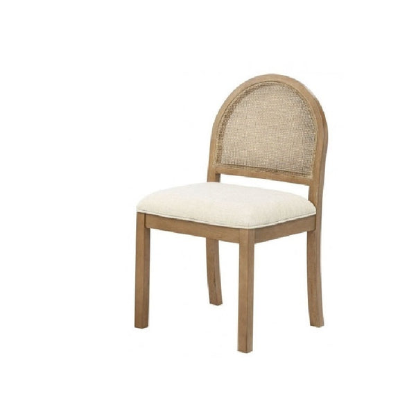 English Elm Set of 2 Rattan Back Dining Chairs Upholstered Seats Solid Wood Legs Farmhouse B011P474551