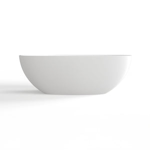 English Elm 66.9 Inch Stone Resin Freestanding Soaking Tub Matte White Spa Bath for Modern Homes W1613P172623