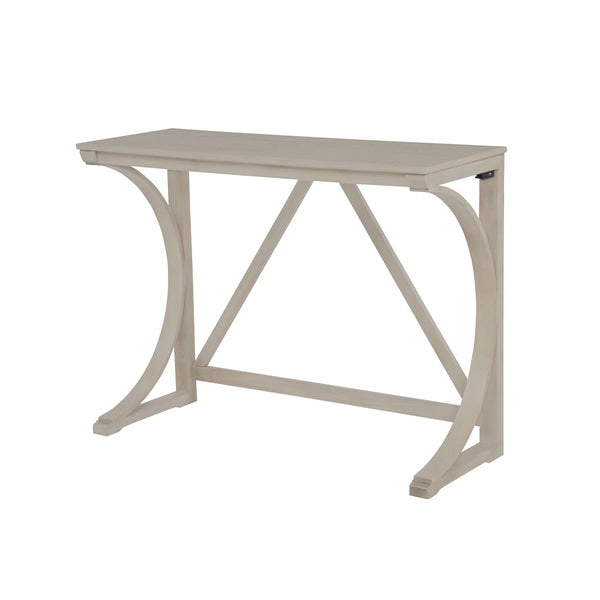 English Elm 3-piece Cottage Cafe Counter Set with Scroll Supports Cushioned Stools and Usb Charging Antique White B011P496728