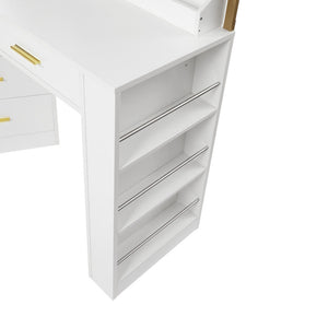 English Elm Modern 3-Column 8-Drawer Dresser White — Sleek Waterproof Finish, Spacious Storage & Durable Build W1785P239197
