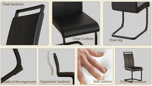 English Elm Modern Dining Chairs Set Of 2 - Pu Faux Leather Upholstered High Back With Stylish C-Shaped Base T2396P279772