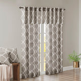 Madison Park Saratoga Modern/Contemporary Fretwork Print Grommet Top Window Valance MP41-2020 Grey/White