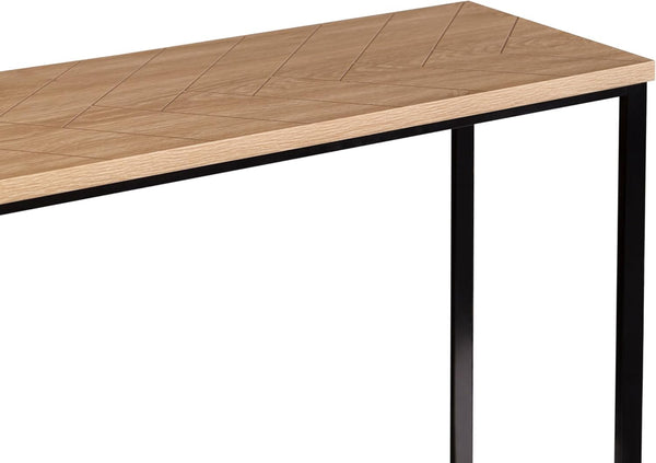English Elm Bali Coastal Modern Console Table With Natural Wood Top & Sleek Black Metal Legs For Versatile Style B347P339205