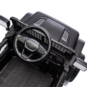 English Elm 24v Kids Ride on Car with Parental Remote Four Wheel Suspension Led Lights Bluetooth Black W1578P235080