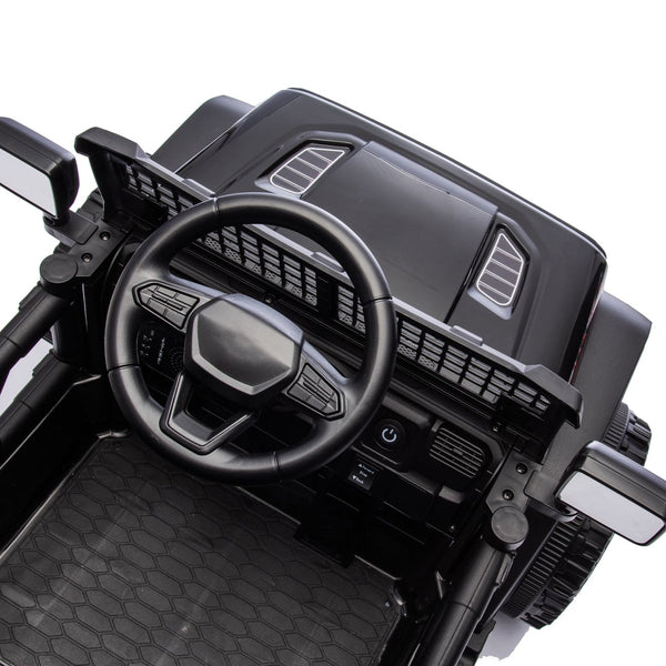 English Elm 24v Kids Ride on Car with Parental Remote Four Wheel Suspension Led Lights Bluetooth Black W1578P235080