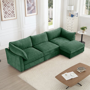 English Elm L-Shaped 3-Seater Sectional Sofa With Movable Ottoman, Soft Chenille, Storage & Modern Design Options W3041S00186