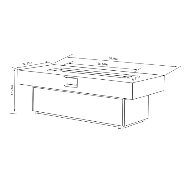 English Elm Tabletop 50,000 BTU Propane Fire Pit Table 57.7" x 25.6", Adjustable Heights, Cement Textured Patio Fireplace W853P368310