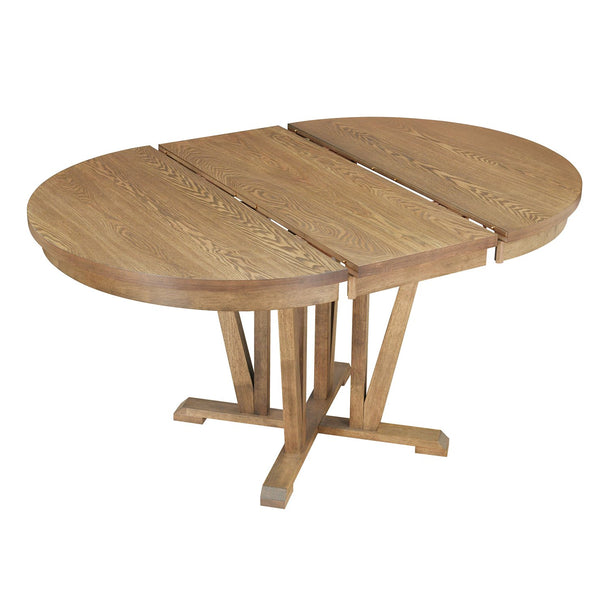 English Elm TOPMAX Rustic 5-Piece Extendable Round Dining Set with Trestle Base and Cross Back Chairs, Versatile Elegance Brown SP000042AAD