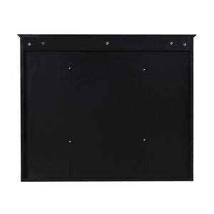 English Elm 35'' Modern Wall-Mounted Medicine Cabinet with Mirror, Hidden Storage and Open Shelves for Bath Black N710P209443B