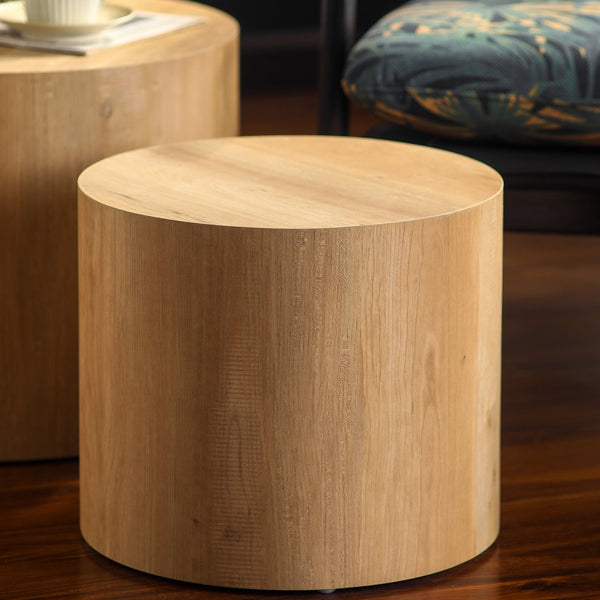 English Elm Nesting Coffee Tables Set of 2 Round Mdf Modern Industrial Accent for Living Room W3081P440055