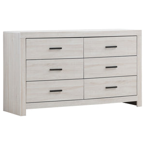 English Elm Geary Coastal 5-Piece Bedroom Set: Chic White Slatted Headboard, Storage Solutions & Relaxed Style B062S00969
