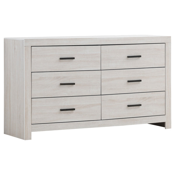 English Elm Geary Coastal 5-Piece Bedroom Set: Chic White Slatted Headboard, Storage Solutions & Relaxed Style B062S00969