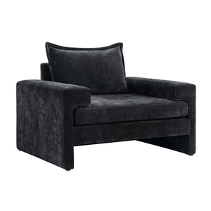 English Elm Christopher Knight Home® - Chenille Oversized Armchair with Thick Cushion and Wide Armrests, Ergonomic Back for Cozy Living Spaces Black N763P314419B