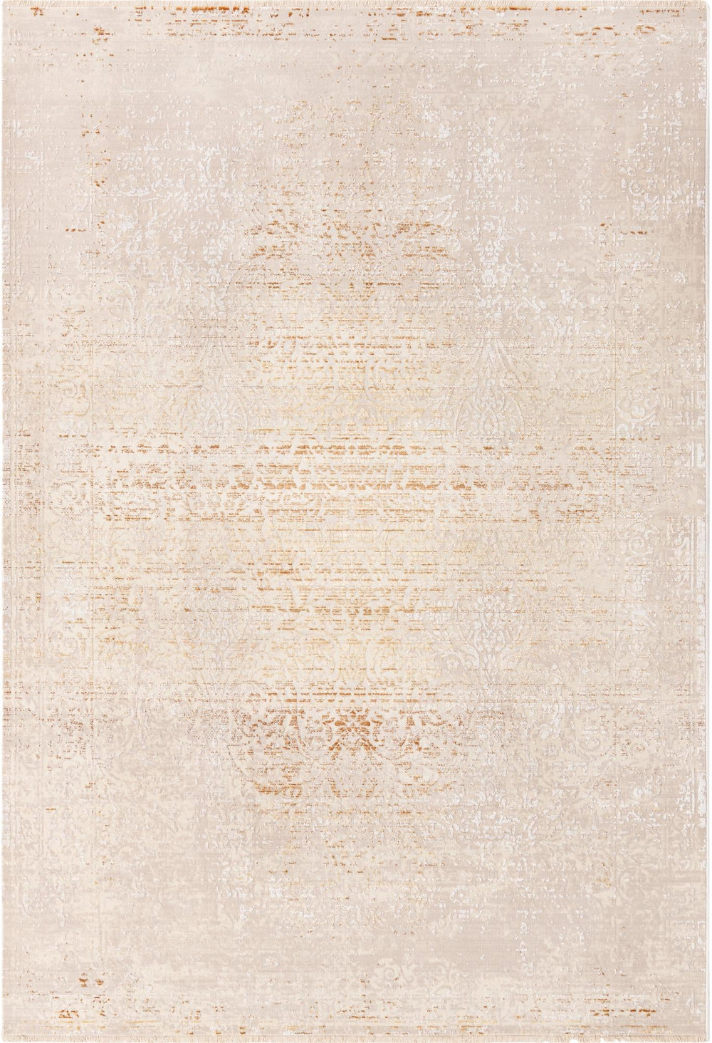 Unique Loom Deepa Pianura Machine Made Abstract Rug Ivory and Gold,  5' 3" x 7' 10"