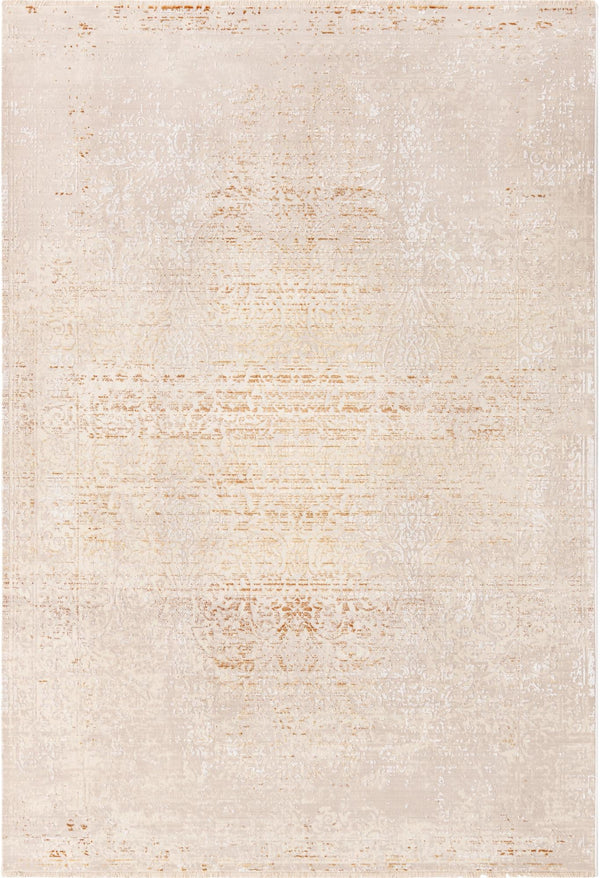 Unique Loom Deepa Pianura Machine Made Abstract Rug Ivory and Gold,  5' 3" x 7' 10"