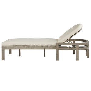 English Elm Trexm Solid Acacia Outdoor Chaise Lounge Arched Recliner for Poolside Patio Deck Gray N715P403786E