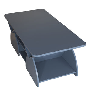 English Elm Engineered rounded corner rectangular coffee table with 6 cubbies, spacious tabletop, durable melamine finish Blue W2899P372761