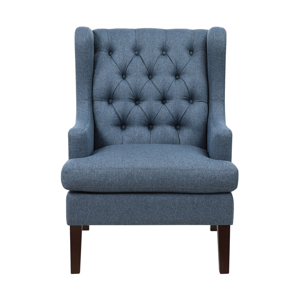 English Elm 1Pc Elegant Button-Tufted Blue Accent Chair With Foam Cushion - Perfect For Cozy Spaces & Style! B011P287707